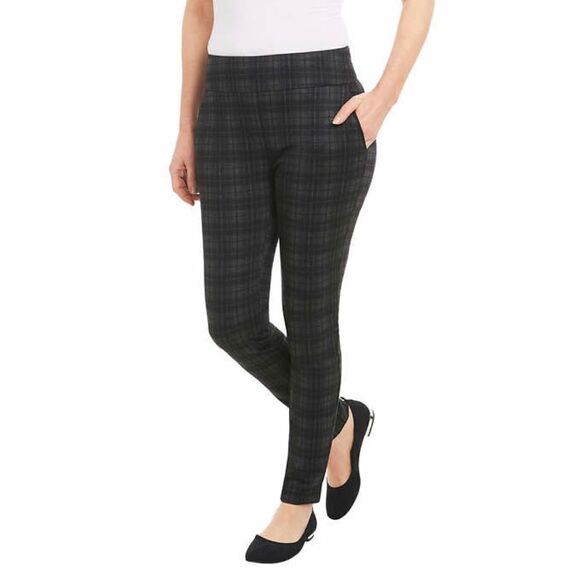 Dalia Ladies' Pull-On Pant size xxl Lines Checkered Plaid Black Gray - Picture 5 of 8